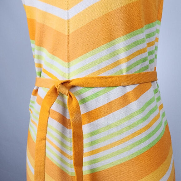 Vintage Lucia Made In Italy Green & Orange Knit Mini Dress Size S - Picture 4 of 12